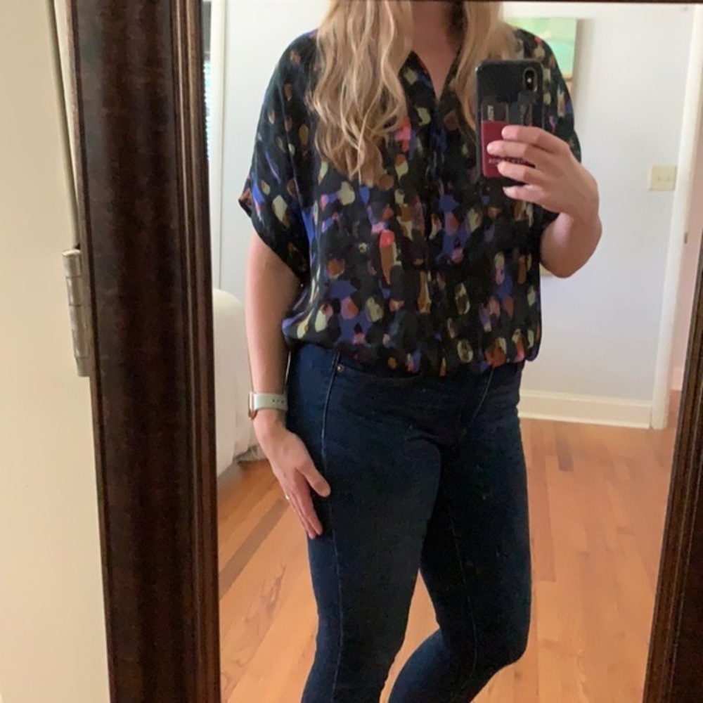 CAbi Blouse Style #3143 Sabine Watercolor Print Size Small